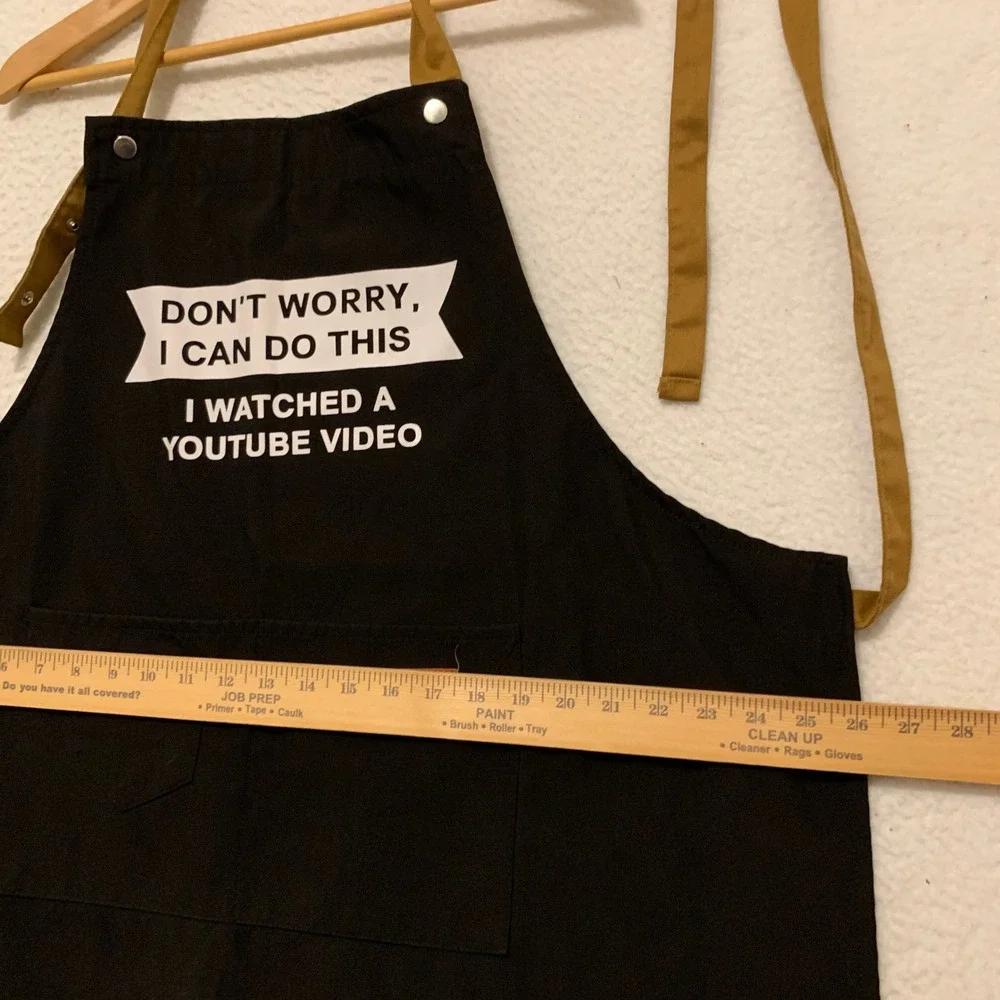 Funny Bib Apron Unisex One Size YouTube Pockets Adjustable Graphic Print Kitchen